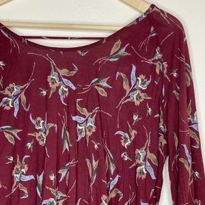 Free People Burgundy Patterned Low Back Top